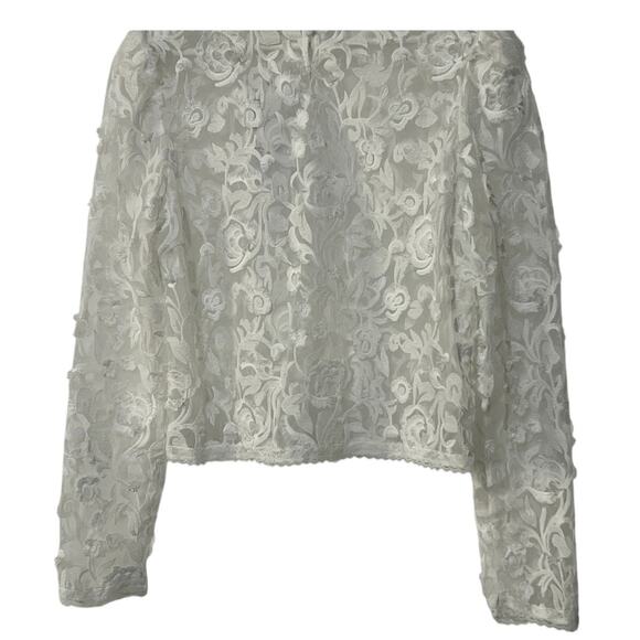 WAYF TOP WOMENS SIZE LARGE ALANA EMBROIDERED SHEER WHITE LACE BLOUSE ONLY - Picture 10 of 12